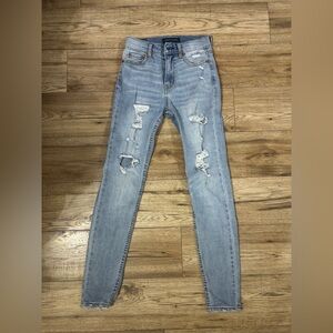 Aeropostale Cheeky High Rise Light Blue Ripped Jeans